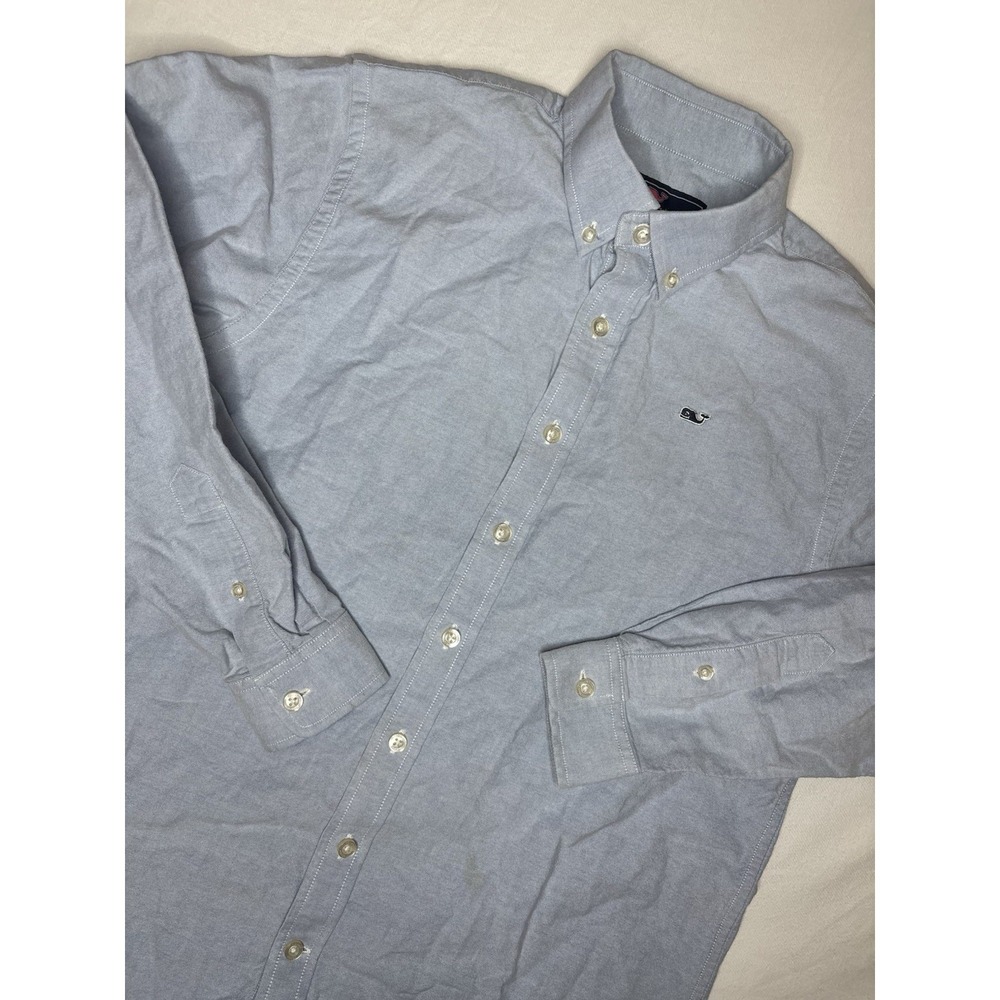 Vineyard Vines Long Sleeve Button Down Whale Shirt Boys Large‎ (16-18) Chambray